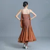 Vêtements de scène femmes vêtements de danse moderne filles sans manches robe latine salle de bal compétition Costume pratique XS5553