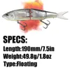Baits Lures B U ARMAJOINT 190F 1.8oz Floating Fishing Lures Triple joint body Glide Swimbaits Hard Baits Wobblers For Bass Pike 230511