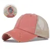 Snapbacks Scava fuori il berretto da baseball a coda di cavallo alta per le donne Cappelli casuali semplici Distressed Ripped regolabile Snapback Hat Berretti P230512