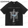 Herren T-Shirts 2023 Hip Hop Gothic T-Shirt Streetwear Vintage Totenkopf Schmetterling Grafikdruck Baumwolle T-Shirts Harajuku Sommer Kurzarm T-Shirts T230512