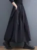 Faldas Mujer Falda midi larga de otoño Estilo coreano Linterna A-line Negro Talle alto Street Bottoms Faldas Mujer