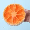 Ice Cream Tools Creative 8 Grids Ice Cube Tray with Lid Orange Shaped Ice Cube Mold Refrigerator Large Ice Mold Ice Box Kitchen Tools 230512