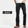 Män jeans herrar boot cut jeans något blossed smal passform blå svart byxor designer klassisk manlig stretch denim byxor 230512