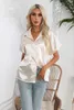 Damen Polos High-End-lose Art Hemdkragen weiblich 2023 Sommer Luxus Kurzarm Imitation Seide