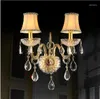 Żyrandole Art Deco Home Champagne Crystal oświetlenie złote lampy żyrandola do sypialni Nowoczesne jadalnia lampa LED Lamparas Fabric