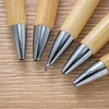 Bambusowy drewniany chowany boisko do pióra czarny atrament 1 mm długopiski grawerowane dziennikowanie pensów Produkty na prezenty pisanie biurowych materiałów szkolnych