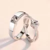 Bagues de grappe en argent sterling 925 bague de couple mode simple hommes et femmes ouverture bijoux réglables saint valentin