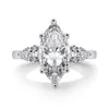 925 srebrne srebrne 4CT markiz 8*16 mm luksusowe diamentowe pierścionki zaręczynowe Moissanite dla kobiet Wedding biżuteria hurtowa biżuteria