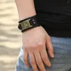 Bangle Neutral Handmade Braided Wide Genuine Leather Bracelet 3 Color Geometric Pattern Vintage Jewelry For Men Wholesale