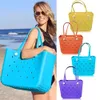 Sommarstrandsäckar eva korg stor kapacitet strand förvaring väska hål tygtvattentät handväska för kvinnor utomhus rese sportpool