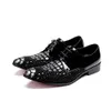 Модная печатная шнурка для бизнес -обуви Итальянская заостренная панк -рок -рок -ботин
