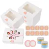 Emballage cadeau OurWarm 30 pièces boîtes à biscuits avec fenêtre 8 pouces pâtisserie boulangerie autocollants traiter pour carton gâteau Muffin boîte à bonbons