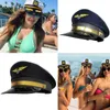 Bérets H9ED mode casquette d'aviation chapeau de capitaine octogonal réglable avec Badge pilote Performance pour la fête de mascarade