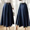 Skirts DFRCAEG Women Denim Skirt Long 2023 Summer Blue Black High Waist A Line Casual Jean With Belt Jupe Longue Faldas Largas