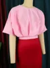 Kvinnors plus -storlek spårsuits rosa toppar och röd kjol Två stycke uppsättningar kort hög midje skir för damer kontor arbete casual party 4xl 230511