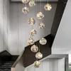Kroonluchters moderne glazen bal led kroonluchter verlichting trap loft sterrenhemel lamp levende eetkamer decor hangende licht luminaire