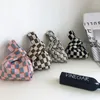 Evening Bags Female 90s Fashion Aesthetic Y2k Crochet Japanese Knot Bag Knitted Woven E Girl Emo Checker Harajuku Stylish Small Pouch