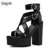 Sandaler Gdgydh Fashion Solid Platform Women Summer Shoes Open Toe Rom Style High Heels Buckle Gladiator Woman 230512