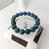 Strand Natural Azurite Stone Bead Armband Phoenix Malachite Blue Copper Ore Energy Crystal Aura Healing Smycken 8mm