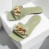 Slippers Women Summer Slippers Fashion Metal Decoration Female Shoes Causal Ladies Square Toe Flat Outdoor Slides Open Toe Lady Shoes G230512