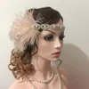 Hair Rubber Band Vintage Pióro Opaska na głowę białe perły 1920. Gatsby impreza dekoracje na czole 230512