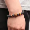 STRAND NATUURLIJKE STEEN SCHRAAGBELEIDEN VOOR MANNEN Paren Obsidiaan Tiger Eye Boeddha Hoofd Buid Energie Zwart Lava Bracelet Male genezing Reiki