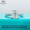 Solitaire Ring AnuJewel 3ct D Color Radiant Cut Engagement 925 Sterling Silver Rings For Woman Fine Jewelry Wholesale 230511