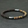 Braccialetto di perline in pietra naturale fatto a mano antico Bracciale in legno di cocco per uomo Yoga Balance Braclet per gioielli da meditazione maschile Homme