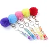 Contactless Bank Card Grabber Party Favor Long Nail Keychain DIY Keyring with Plush Ball Inventory Wholesale