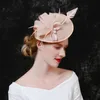 Beret's fascinator hoed imitatie sinamay veren thee feest pilbox bloem derby 230512