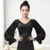 Scene Wear Female Ballroom Dance Bodysuit U Shape Neck Long Sleeve Latin Clothes Tango Waltz Performance Dancewear NY23 ZY77