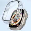 Étui en verre trempé en fibre de carbone pour Apple Watch Ultra 49 mm 41 45 mm 42 44 mm Couvercle transparent imperméable pour Iwatch 8 7 6 5 4 SE