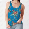 Women's Tanks Fashionable And Tight Fitting Women's Sleeveless Round Neck Vest Retro Loose Flower 3D Printing Slim Top