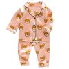 Pyjama's babypak thuiskleding 0-4 jaar baby pyjama set kinderkleding peuter jongens meisjes ijs zijden satijnen cartoon printing tops broek set 230511