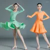 Stage Wear Children'S Latin Dance Costumes Girls Round Neck Dress Ballroom Competition Dresses Practice Clothes SL5640