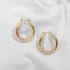 Hoop Earrings Gold Color Stainless Steel Women Polished Small Circle Round C Shape Pendant Piercing Ear Jewelry Punk Bijoux Gift