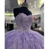 LILAC Lavender Butterfly Sweetheart Quinceanera платья Gillter Lace-Up Corset Prom Sweet 16 платья vestidos de 15