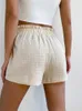 Kvinnors shorts avslappnad solid ruffle elastisk midja kvinnor koreansk mode high street stil y2k kläder förlorar bred ben streetwear