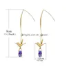 Dangle Chandelier Handmade Crystal Earrings Little Bird Blue Water Drop Long Earring With Paper Crane Charm Korean Fashion Dhgarden Dhxgj