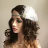 Hair Rubber Band Vintage Pióro Opaska na głowę białe perły 1920. Gatsby impreza dekoracje na czole 230512