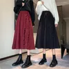 Skirts Women 2023 Autumn Winter Vintage High Waist A-Line Skirt Female Fashion Corduroy Ladies Solid Midi Faldas Casual Saia C88