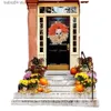 Dekorativa blommor kransar nya hantverk Joker mask dekoration prop halloween dörr vägg atmosfär dekoration girland t230512