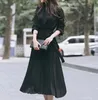 Casual Dresses Elegant Chiffon Long Sleeve Shirt Dress Women Belt Soe Up A-Line Pleated Maxi Dress Korean Fashion Fall Clothes Streetwear 230512