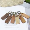 Populaire Plain Blank Keychain Portable Straps Luxury Pu Leather Keyring Promotion Souvenir Gift Walnut Wood Laser Gravure Promotional Keychains Metal Keyrings