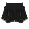 Skirts Y2K Aesthetics Basic Belted Low Waist Micro 2000s Fashion Sexy Black Cake Skirt Cute Bottoms Clubwear