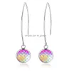 Dangle Lustre Nouveau Design Sirène Échelle De Poisson Boucles D'oreilles Grand Crochet Drusy Résine Boucle D'oreille Pour Femmes Filles En Gros Bijoux Nous Dhgarden Dhjb1