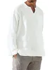 Men's TShirts Men's Cotton Linen T Shirt Long Sleeve Hippie Casual Beach Vintage VNeck Loose Pullover Tops Mens Tees Streetwear 230512