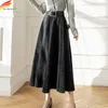 Skirts DFRCAEG Women Denim Skirt Long 2023 Summer Blue Black High Waist A Line Casual Jean With Belt Jupe Longue Faldas Largas