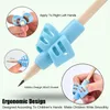 5Pcs/lot Soft Silica Pencil Grasp Two-Finger Gel Pen Grips Children Writing Training Correction Tool Pens Holding for Kids Gifts