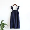 Sexy Pyjamas Summer Style Nightdress Ladies 100% Cotton Crepe Thin Vest Suspender Skirt Loose Long Sweet And Cute Home 230512